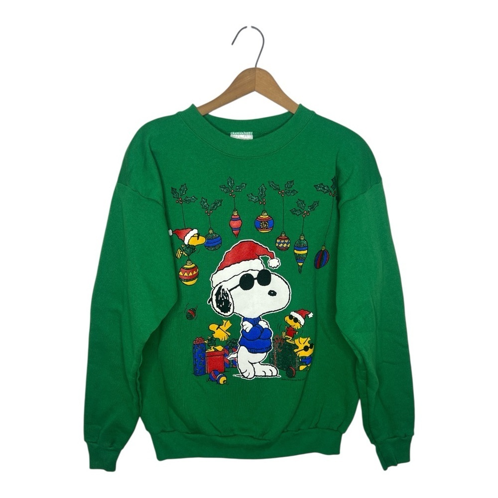 Vintage 90s Snoopy Joe Cool Christmas Sweatshirt Tultex Youth L Fits Women XS/S